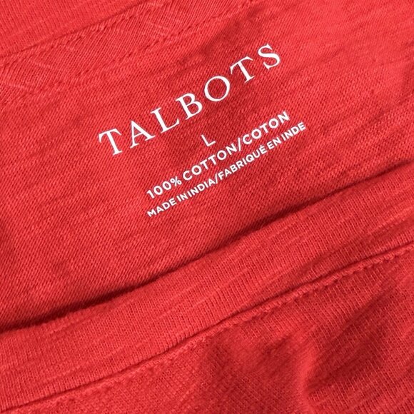 Talbots Cotton Tee Top Red Women’s Sz L 3/4 Sleeve Embroidered Dalmatian Dog Pup - Picture 6 of 7
